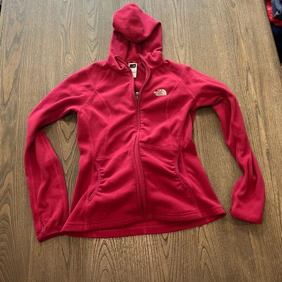 The North Face Magenta Knit Zip Up Hoodie Jacket Size S - Picture 1 of 8